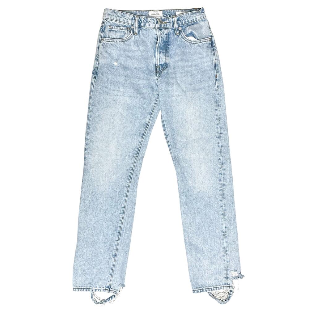 FRAME Le Slouch Low-Rise Straight-Leg Jeans in Legacy Light Blue Wash Size 24